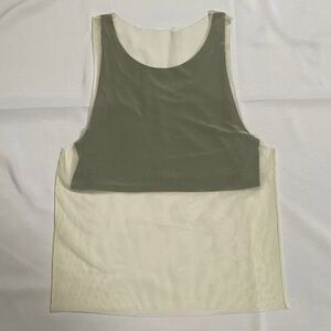 ALO Yoga Black and Cream Sleeveless Mesh Overlay Top XS